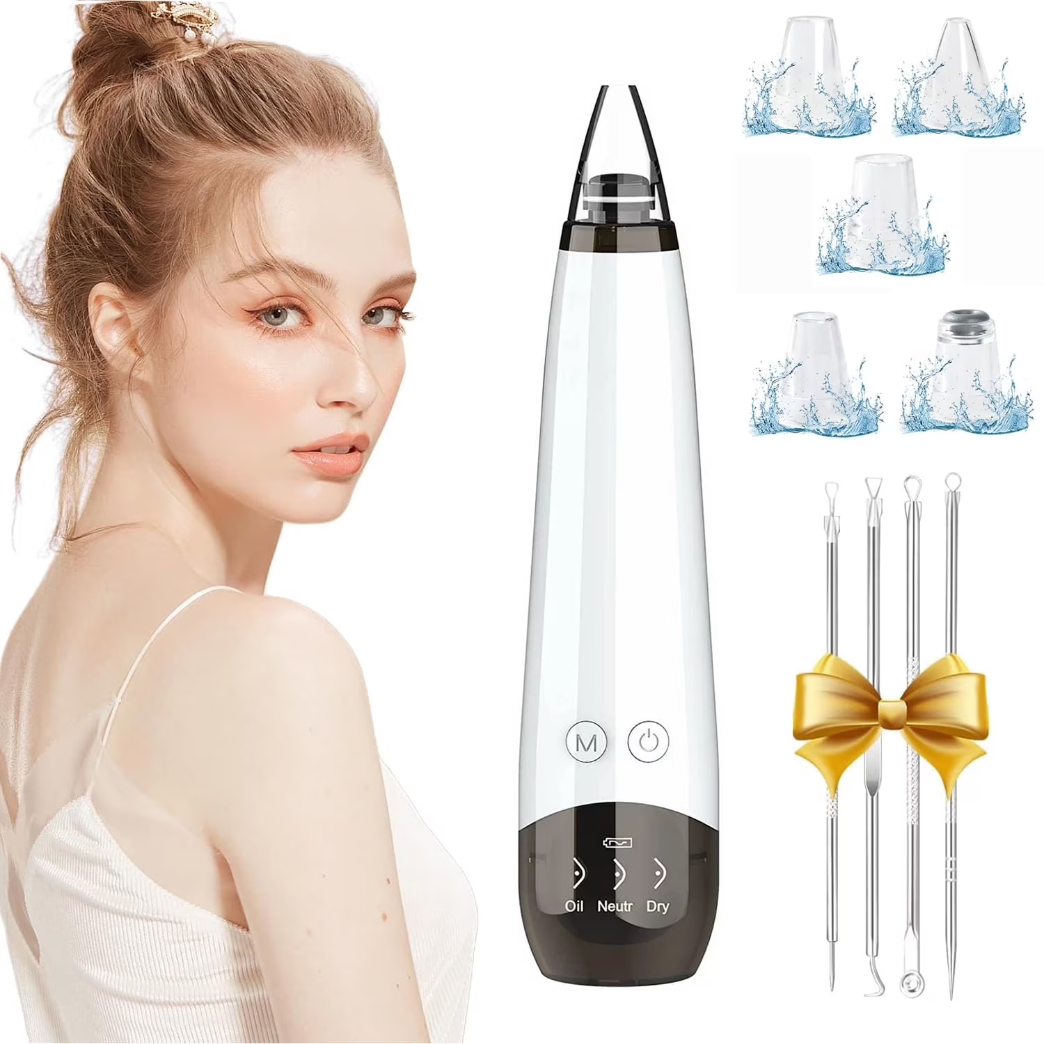 Blackhead Remover Pore Vacuum — 3-Level Suction, 5 Probes, USB Rechargeable Facial Cleaner