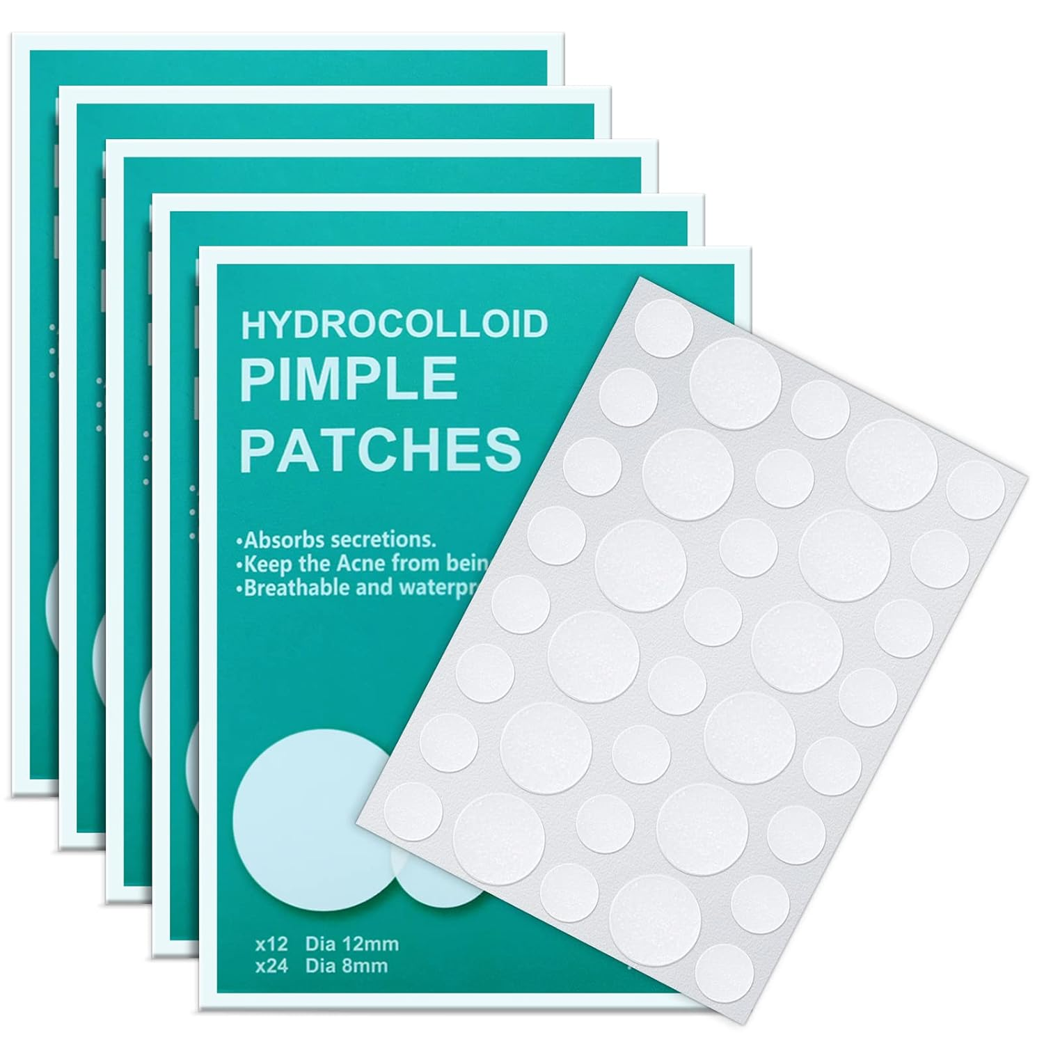 Invisible Hydrocolloid Pimple Patches — 180 Acne Spot Treatment Stickers, 2 Sizes