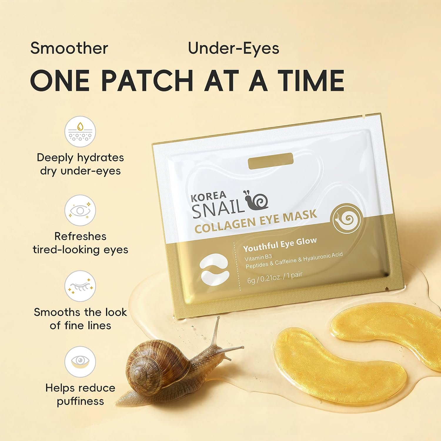 Snail Collagen Under-Eye Patches — Hydrating Masks for Dark Circles & Puffiness - Image 6