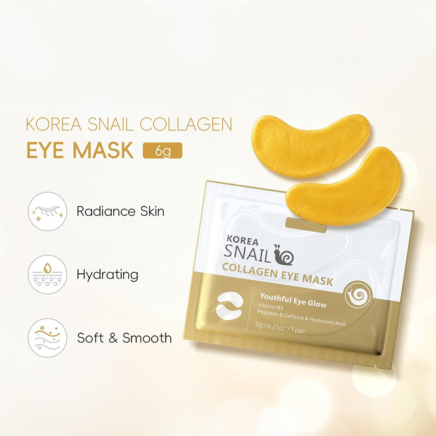 Snail Collagen Under-Eye Patches — Hydrating Masks for Dark Circles & Puffiness - Image 3