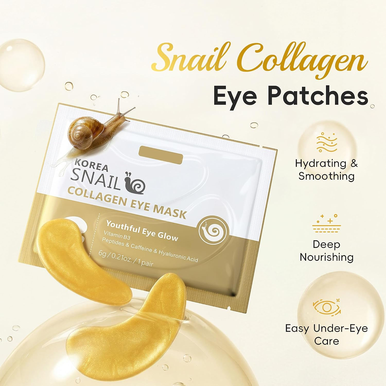 Snail Collagen Under-Eye Patches — Hydrating Masks for Dark Circles & Puffiness - Image 5